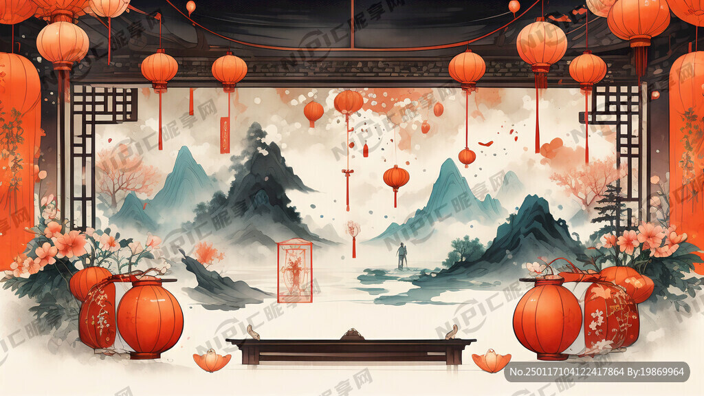 网站首页用的春节海报 有灯笼