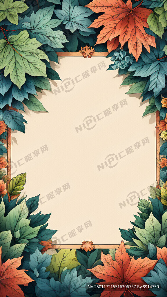 边框手绘树叶背景