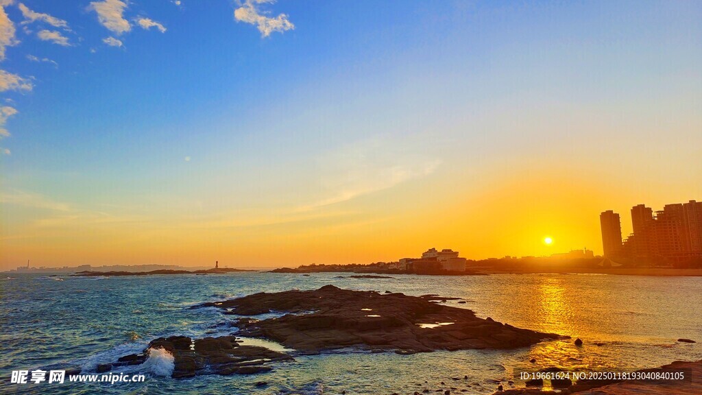 蓝天 大海 日落 黄昏 海边