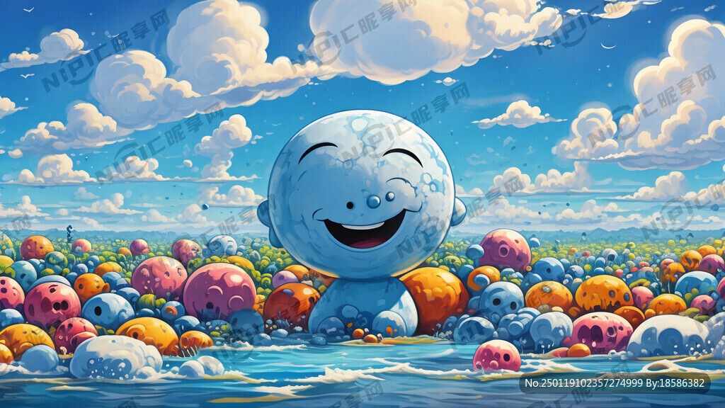 蓝天白云 卡通形象  越来越顺