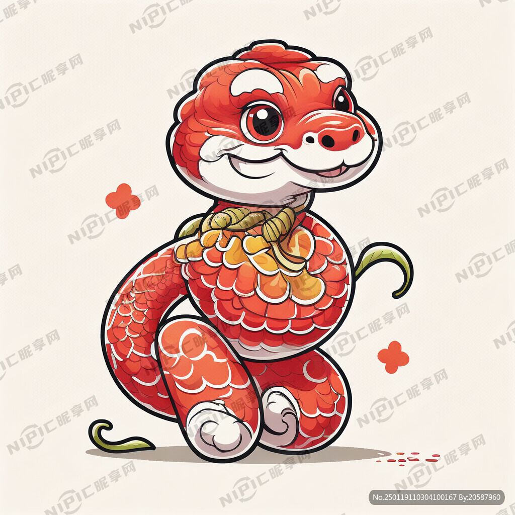 蛇年卡通板画 柿柿如意
