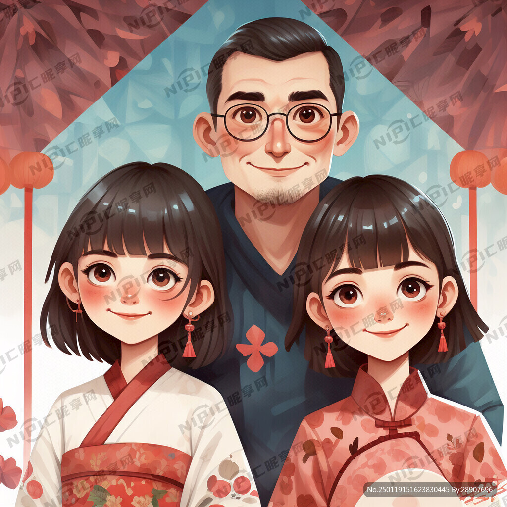 爸爸 妈妈 女儿 三个人 幸福