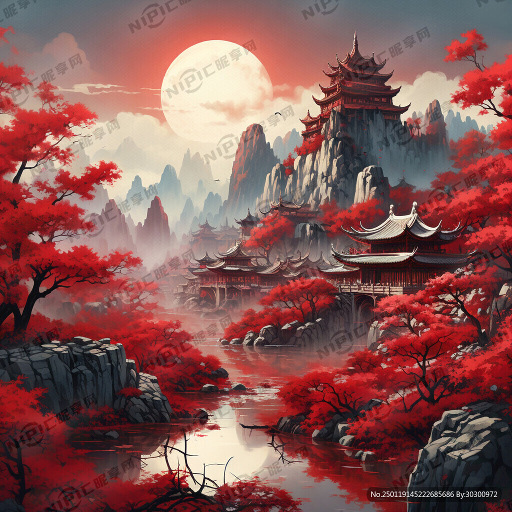纯红色