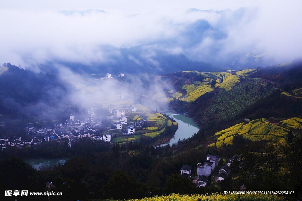 安徽石潭油菜花风景图片