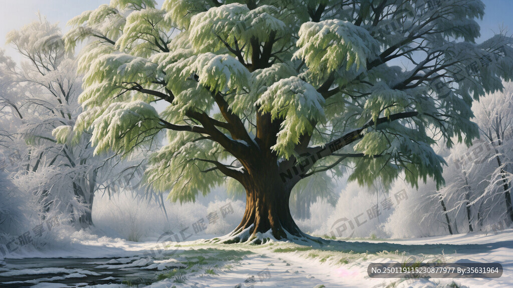 前景是 单独 一棵 郁郁葱葱