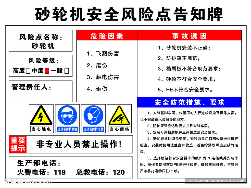 砂轮机安全风险点告知牌