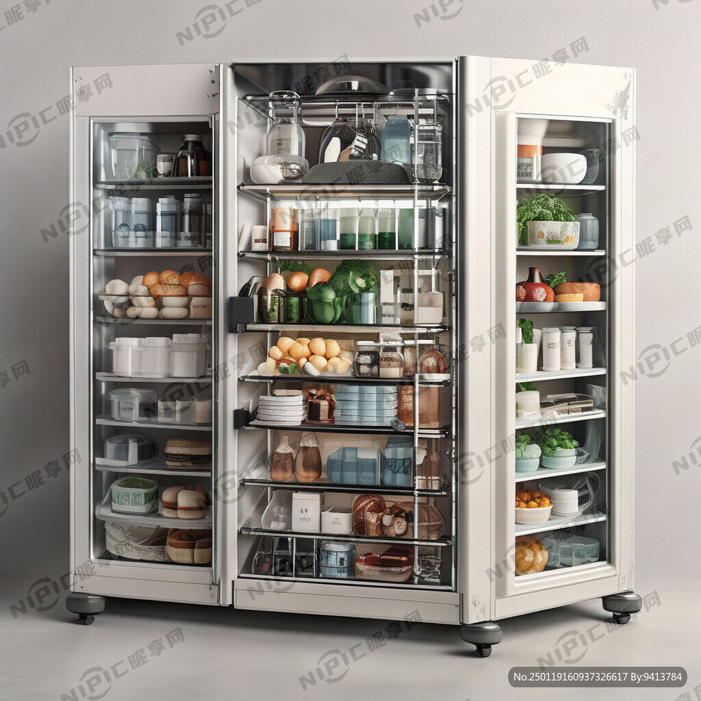 上下三层冰箱 银白色