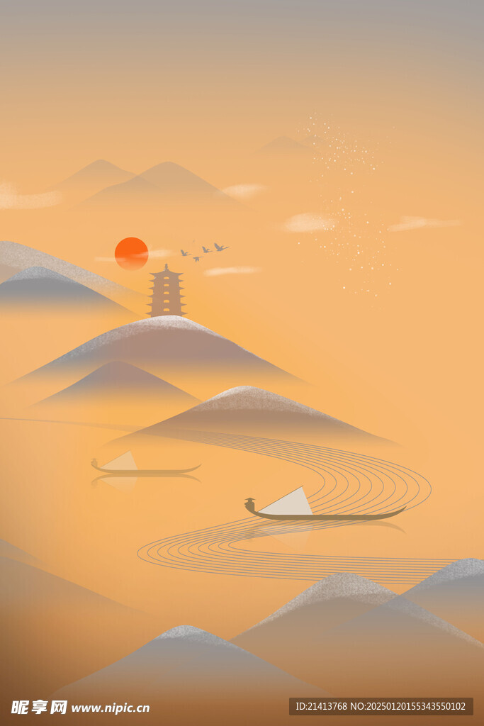 国潮古风山水