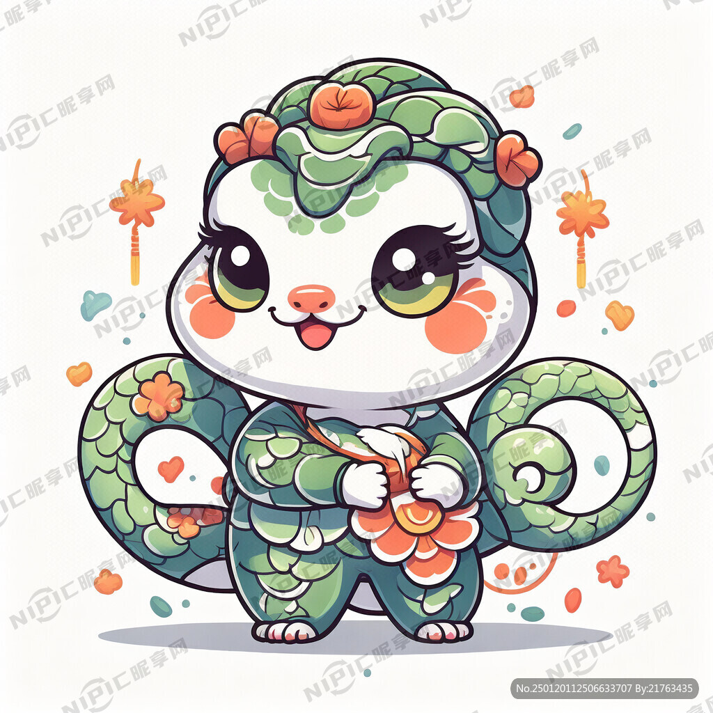 卡通蛇年元素 拟人化 可爱