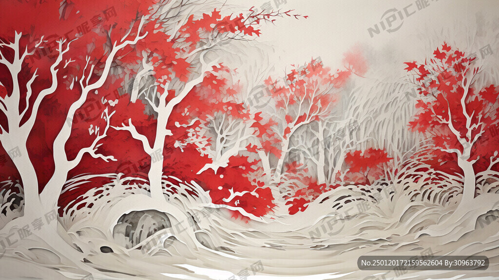 白桦树剪纸