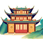 中国风潮流手绘古典建筑