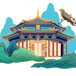 中国风潮流手绘古典建筑