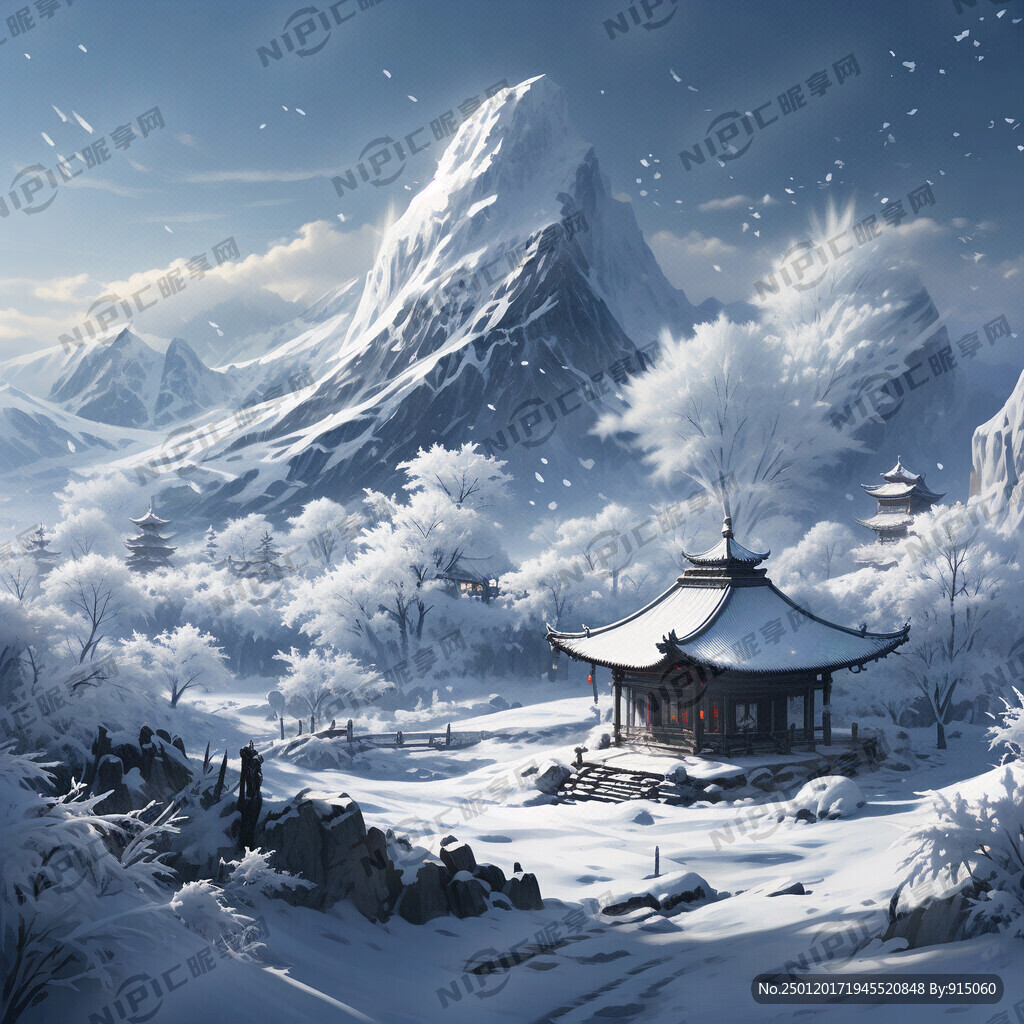 冬天 天上飘雪 寒梅挂雪