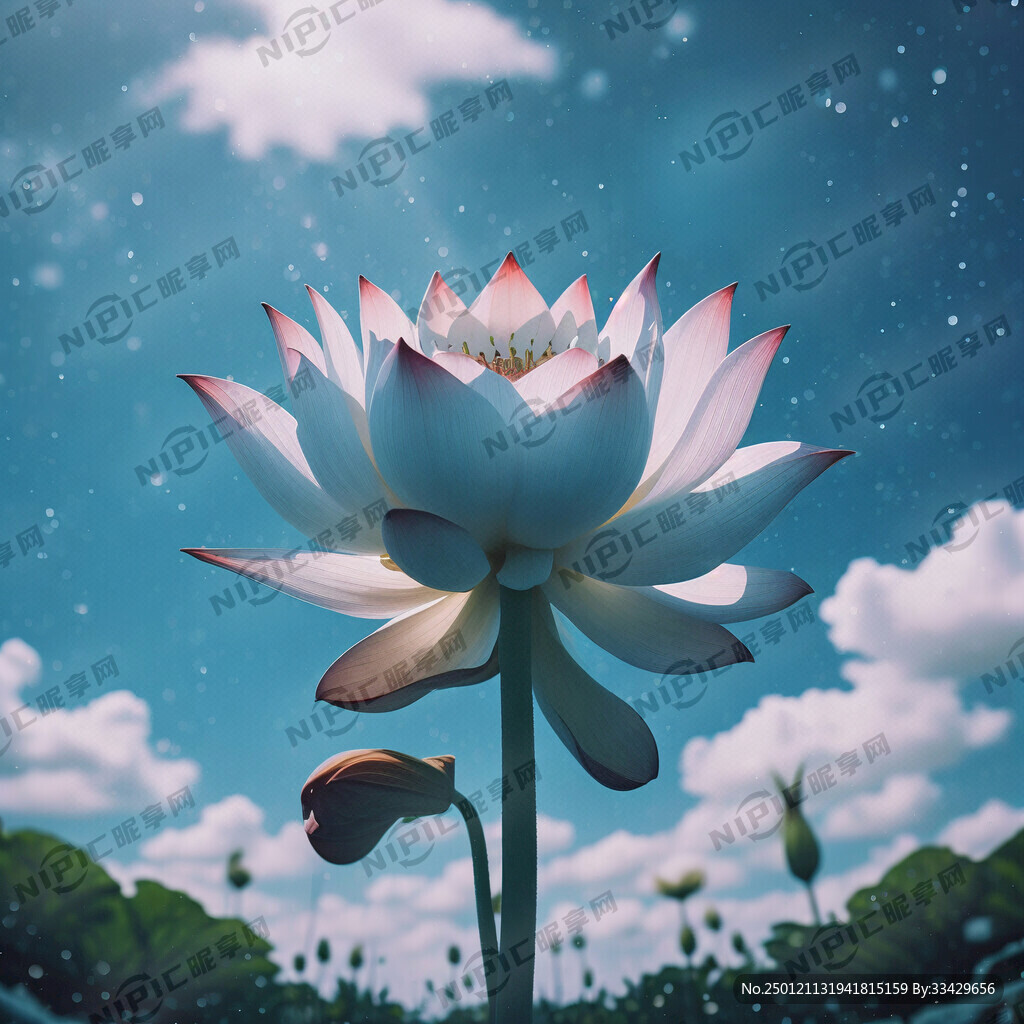 蓝天的一朵荷花