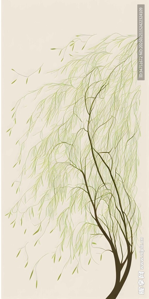 柳树肌理画浮雕画凹凸画艺术画