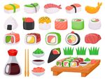日本料理寿司卡通元素