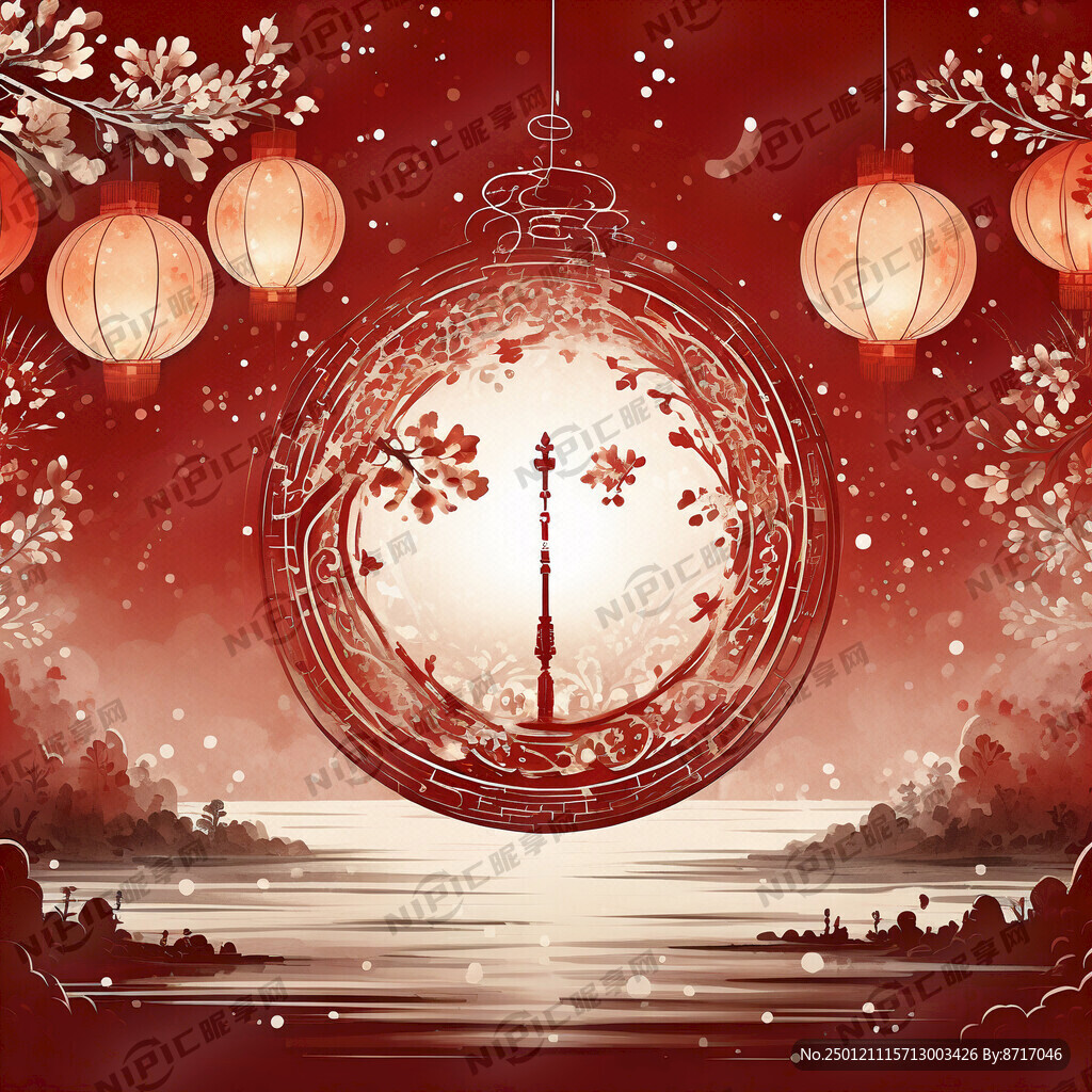 新年 除夕 蛇年剪影 留白
