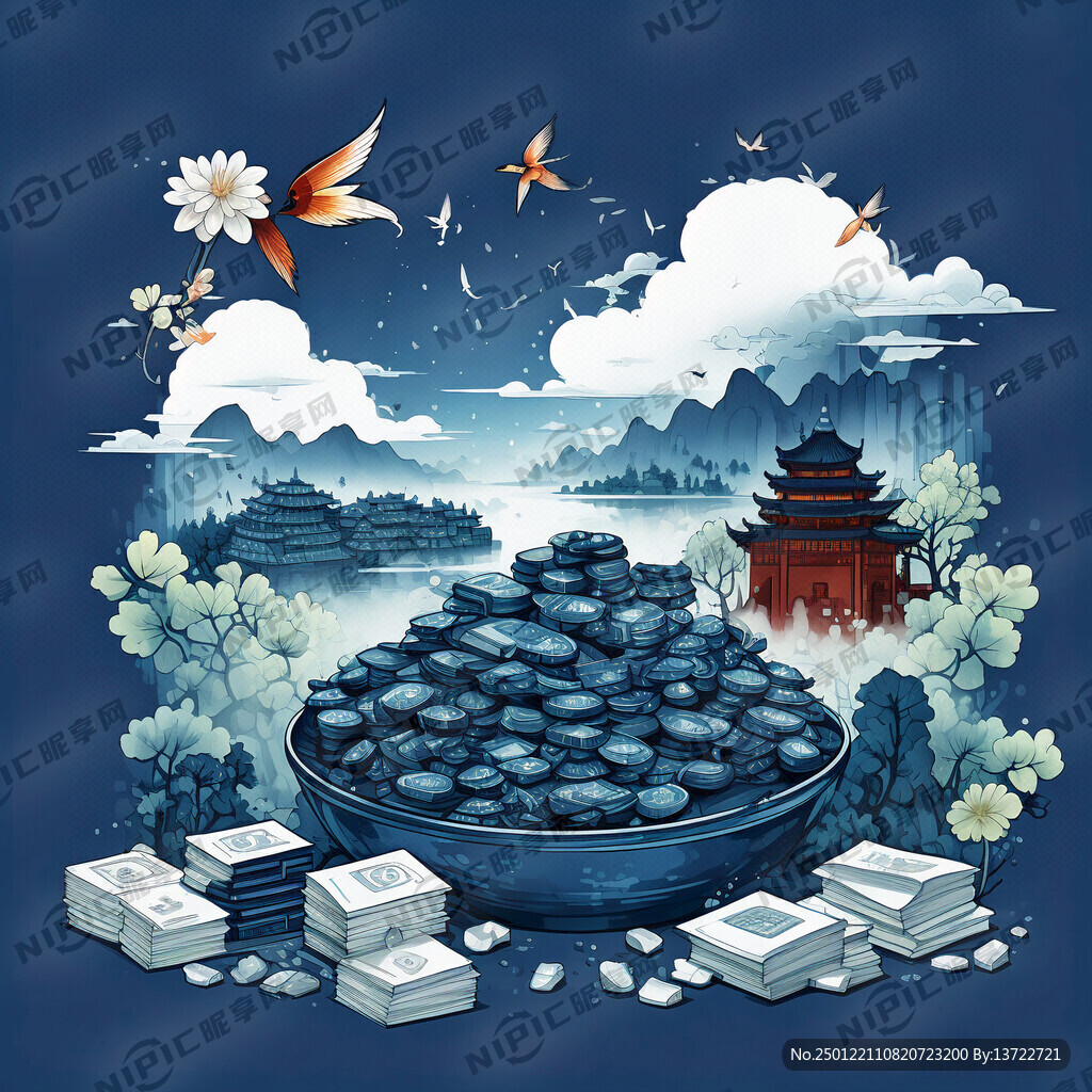 蓝色 税收 插画