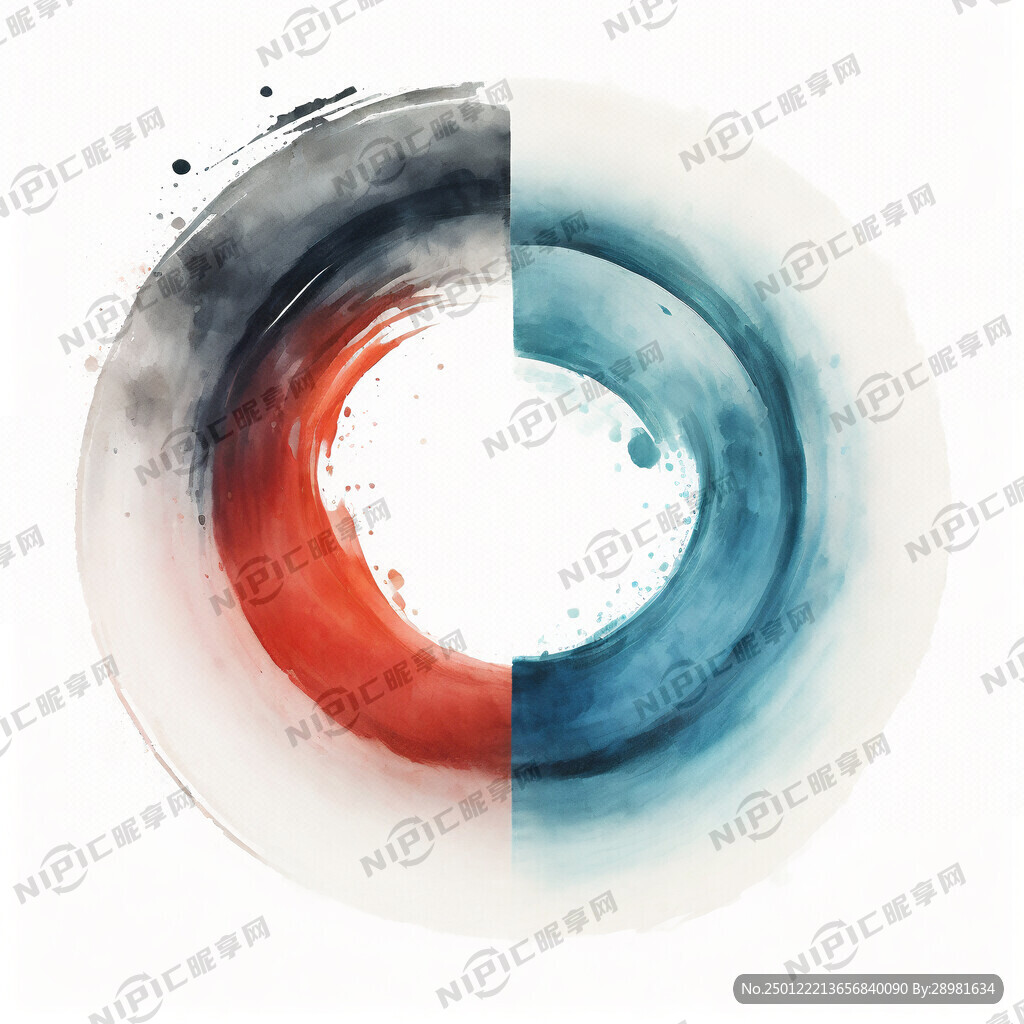 圆形阴阳太极图案 白底