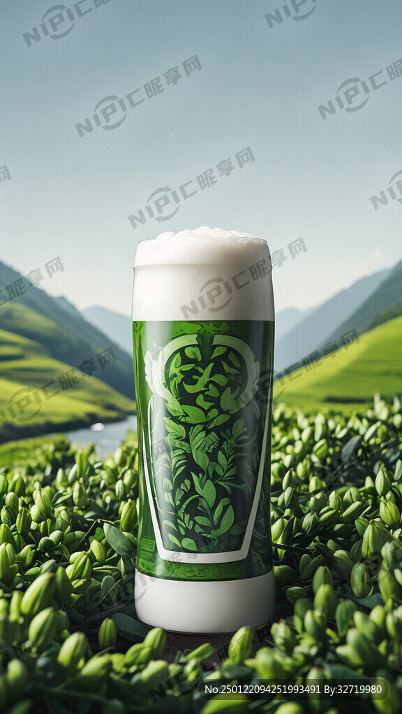湄潭翠芽绿茶精酿啤酒海报