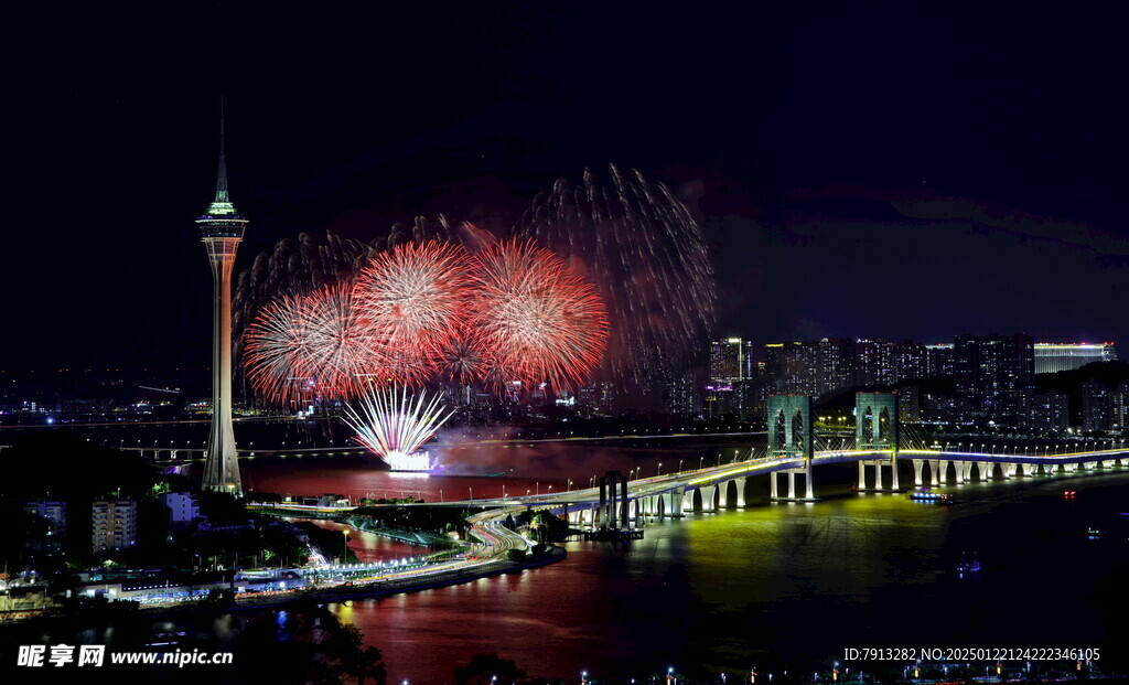 澳门新年烟花夜景