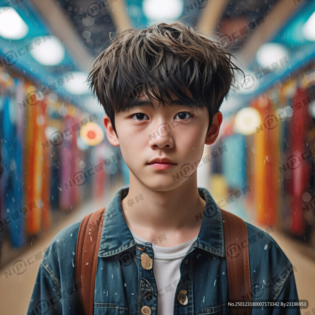 16岁男生纯色背景照片