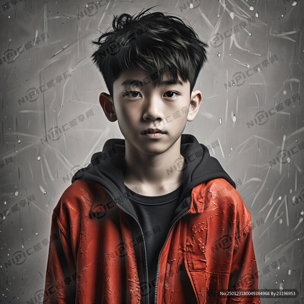 16岁男生单色背景照片