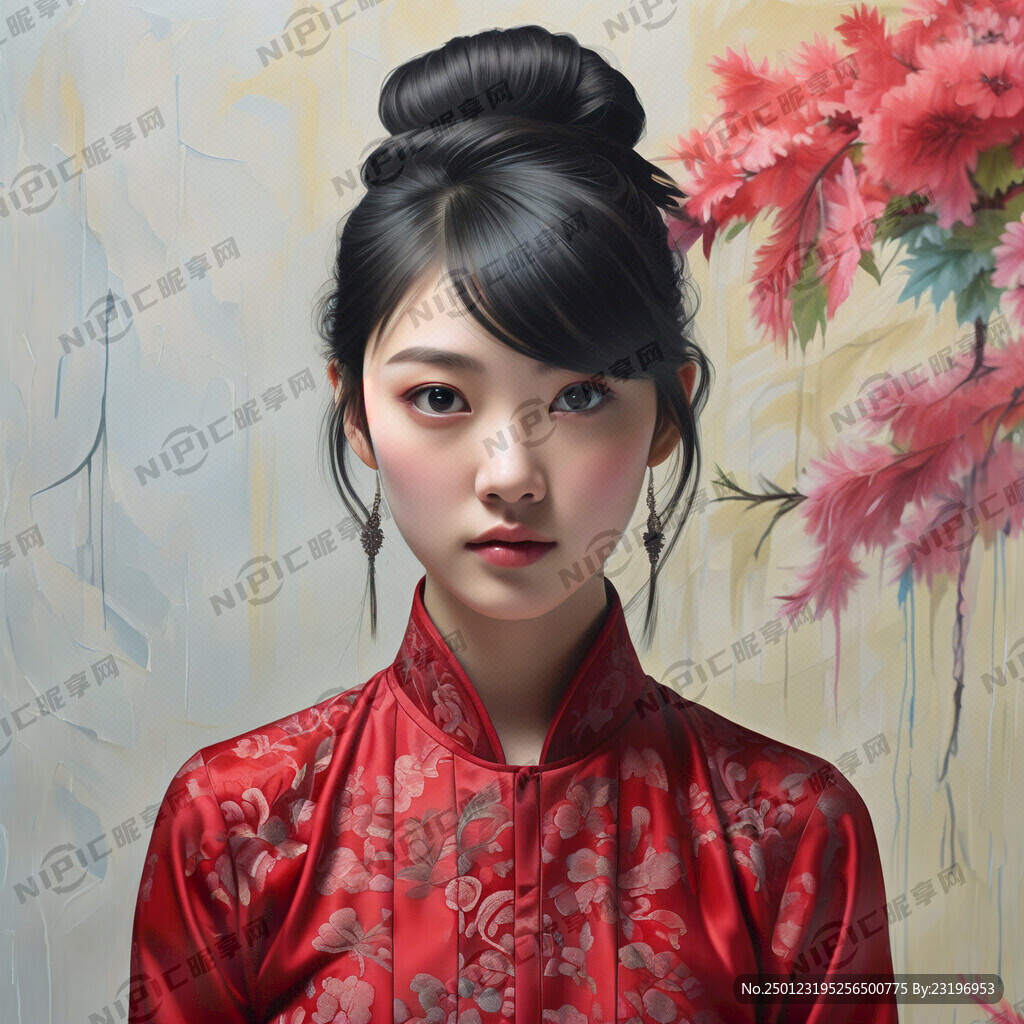 女生单色背景照片