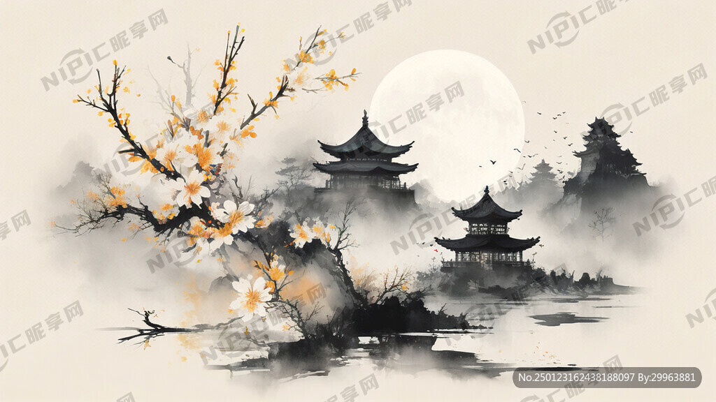 桂花 古广寒宫 月亮