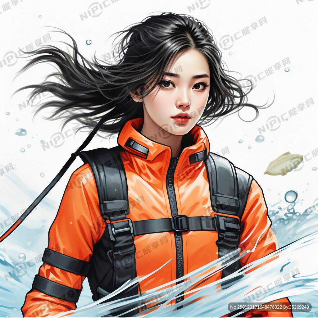马甲救生衣模特美女      