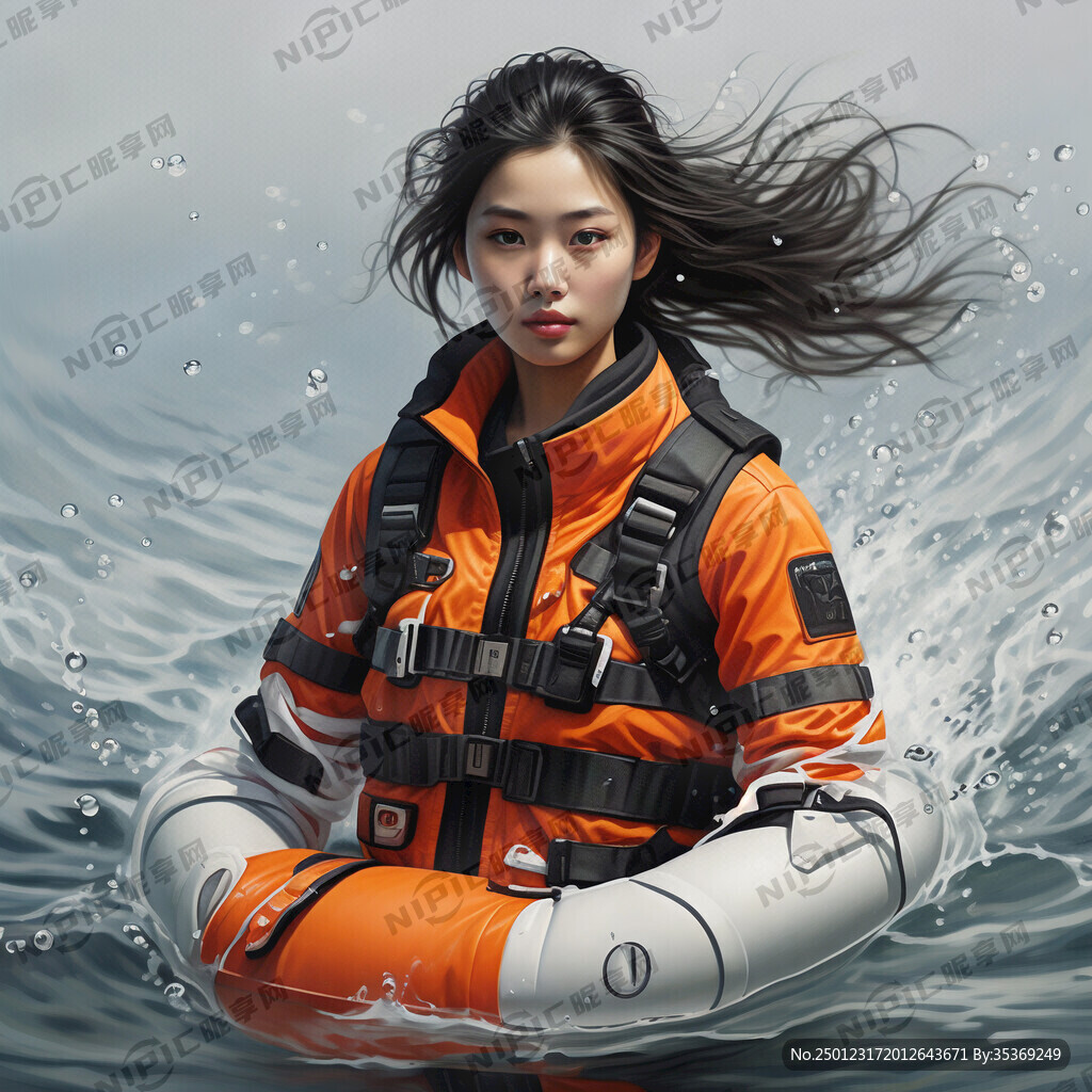 马甲救生衣模特美女 水上救生衣