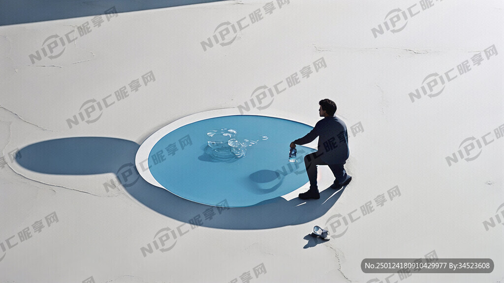 白色的地面上有一个蓝色塑料圆圈