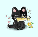 猫吃鱼插画
