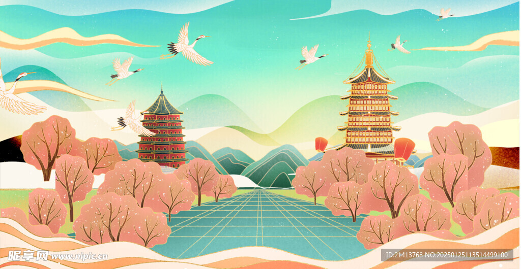 国潮古风山水