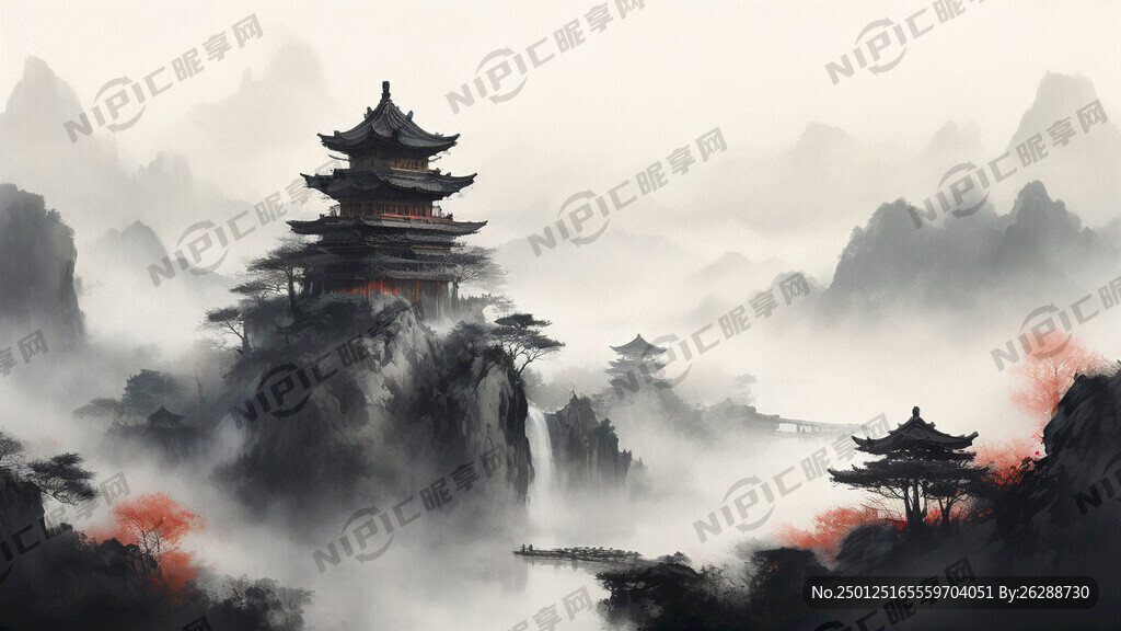 登鹳雀楼 有亭阁楼台 山谷