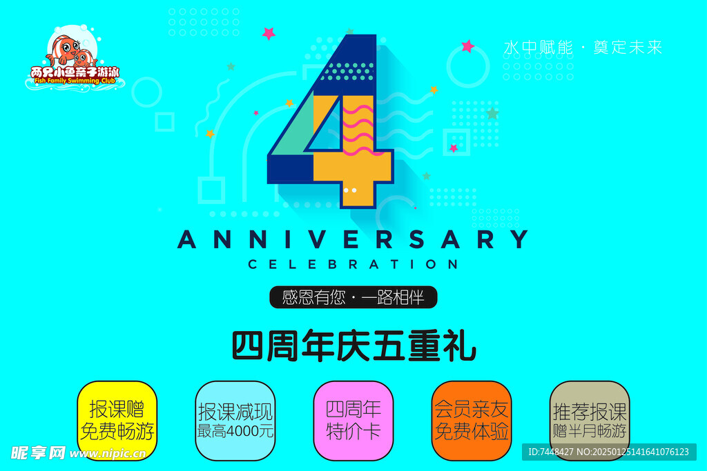 亲子游泳四周年庆吊旗