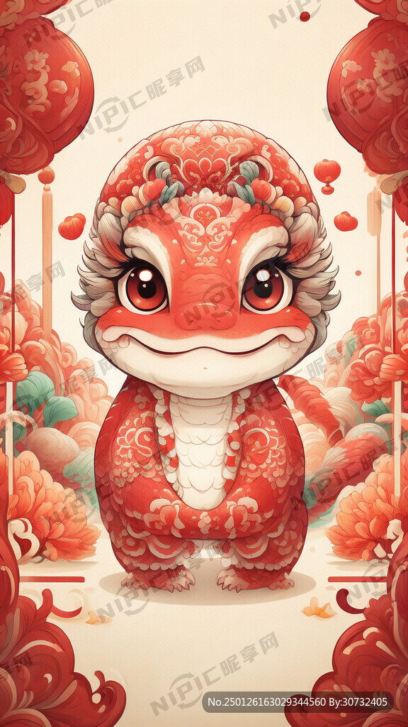 春节祝福海报 可爱插画风