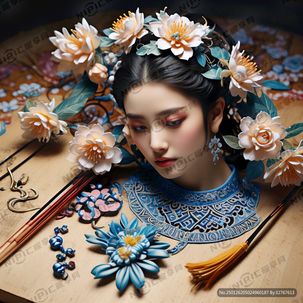 簪花 非遗簪花 簪花美女