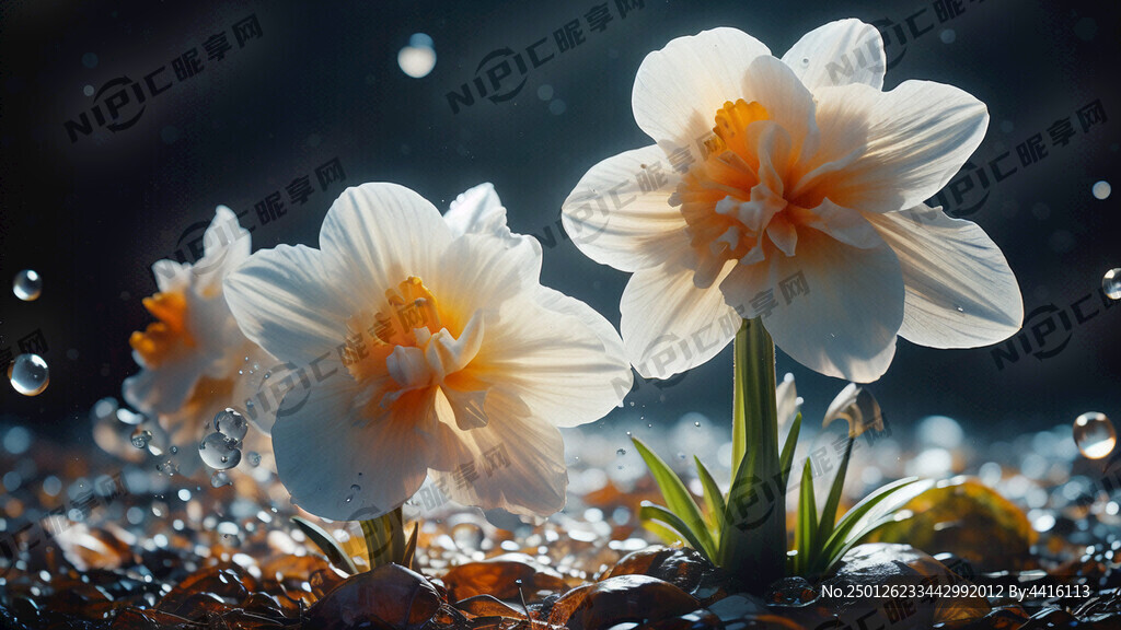 水仙花 一半花骨朵 梦幻颜色