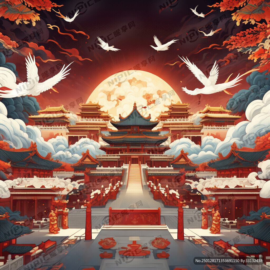 故宫元素做背景的恭贺新禧的海报