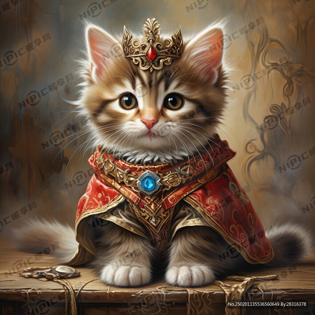 画一只油画风格的小猫咪