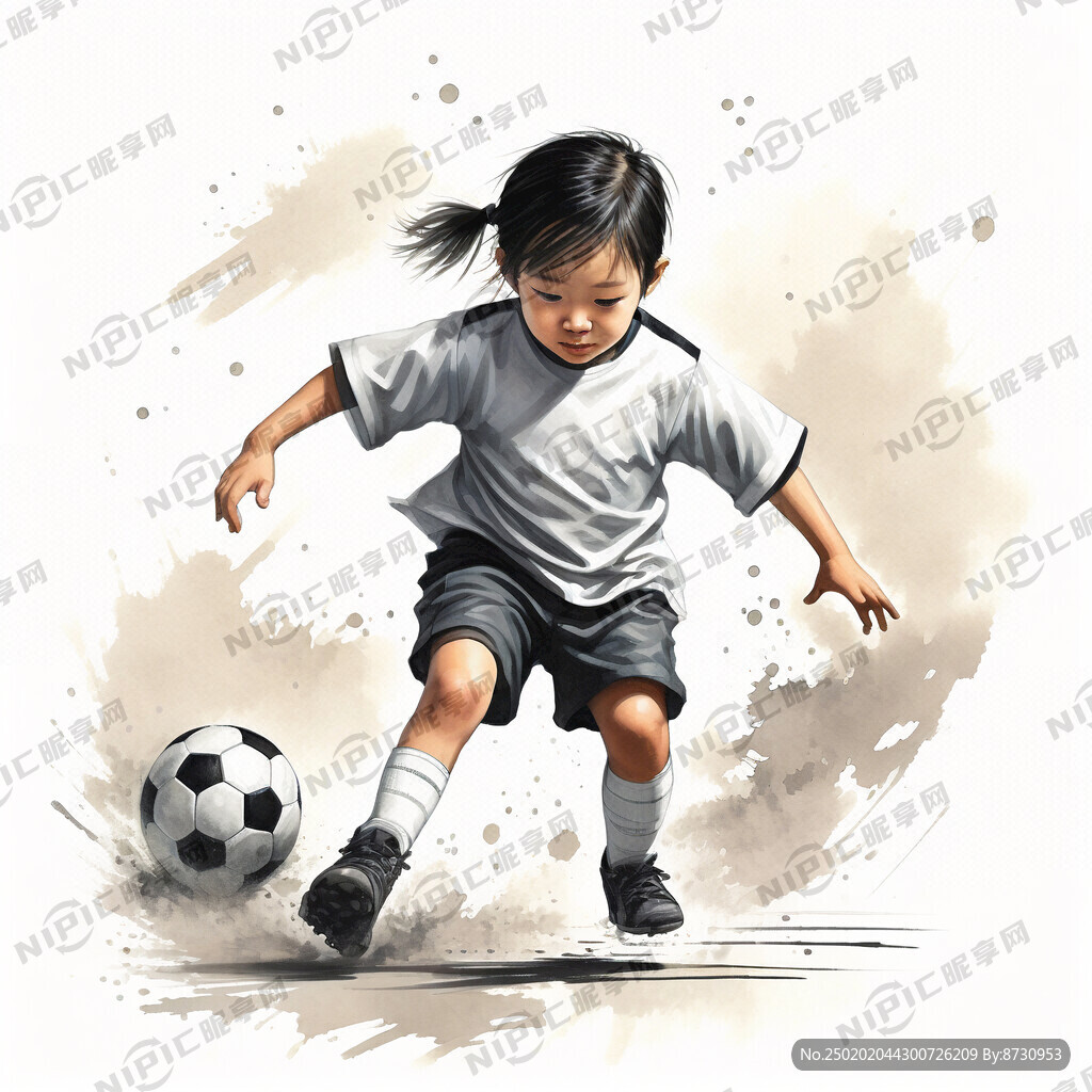 踢足球的小孩 年画风