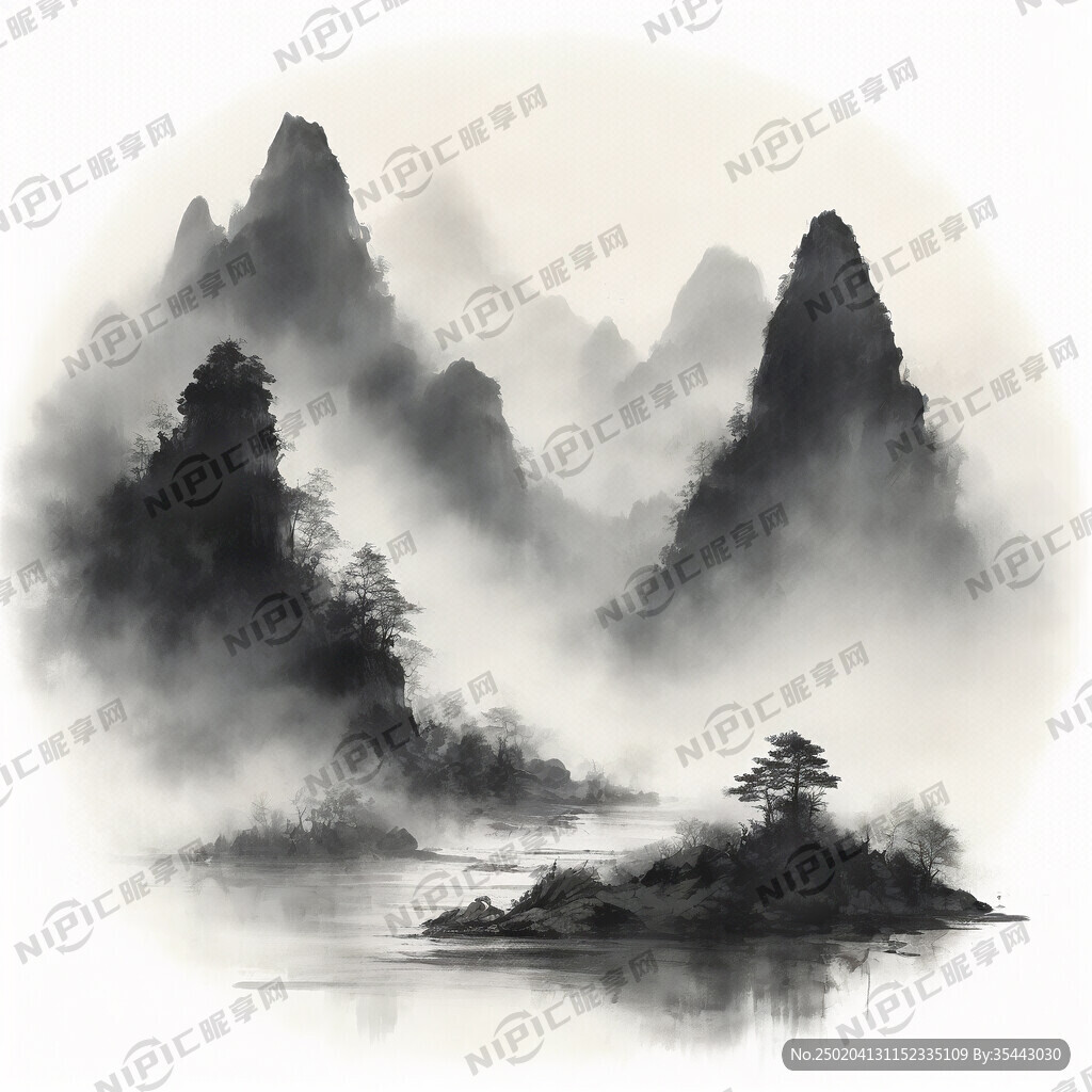 山谷 中国风 中国画 山水