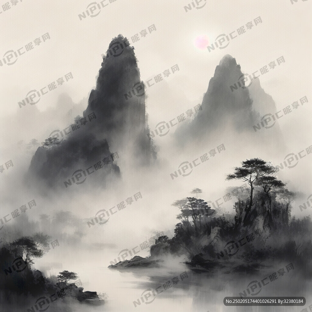 山谷 中国风 中国画 山水