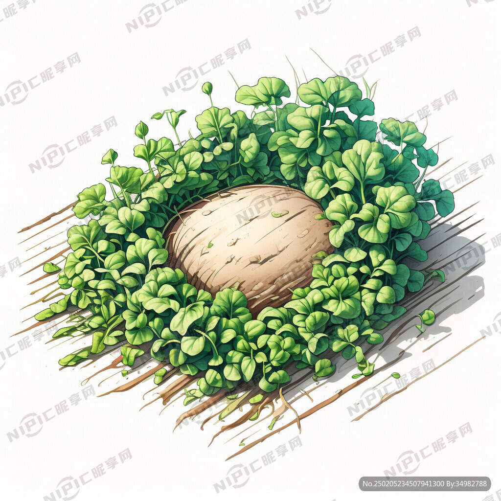 田垄 菜地 豆苗 手绘 清新