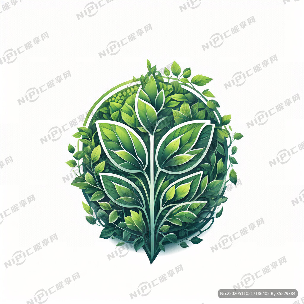 数字40和绿叶结合成的标志