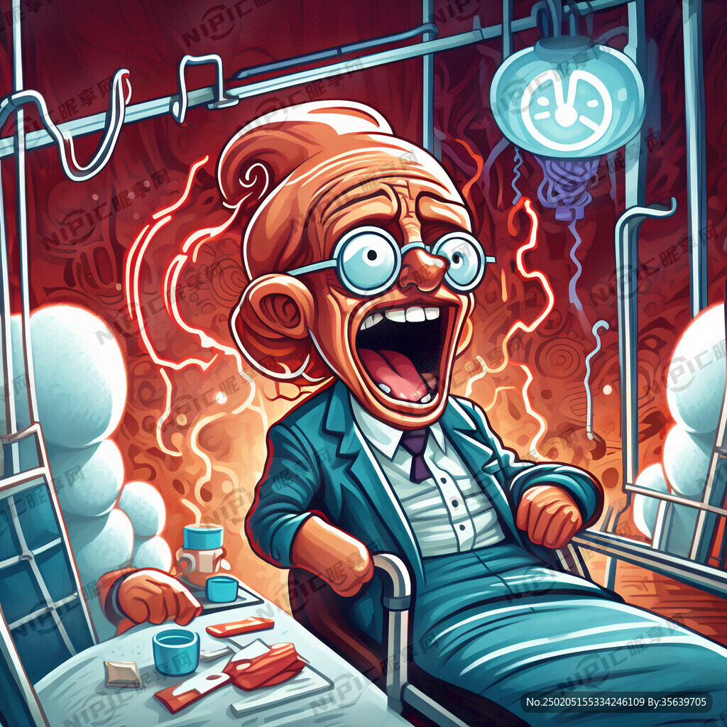 中风急性期图 卡通点