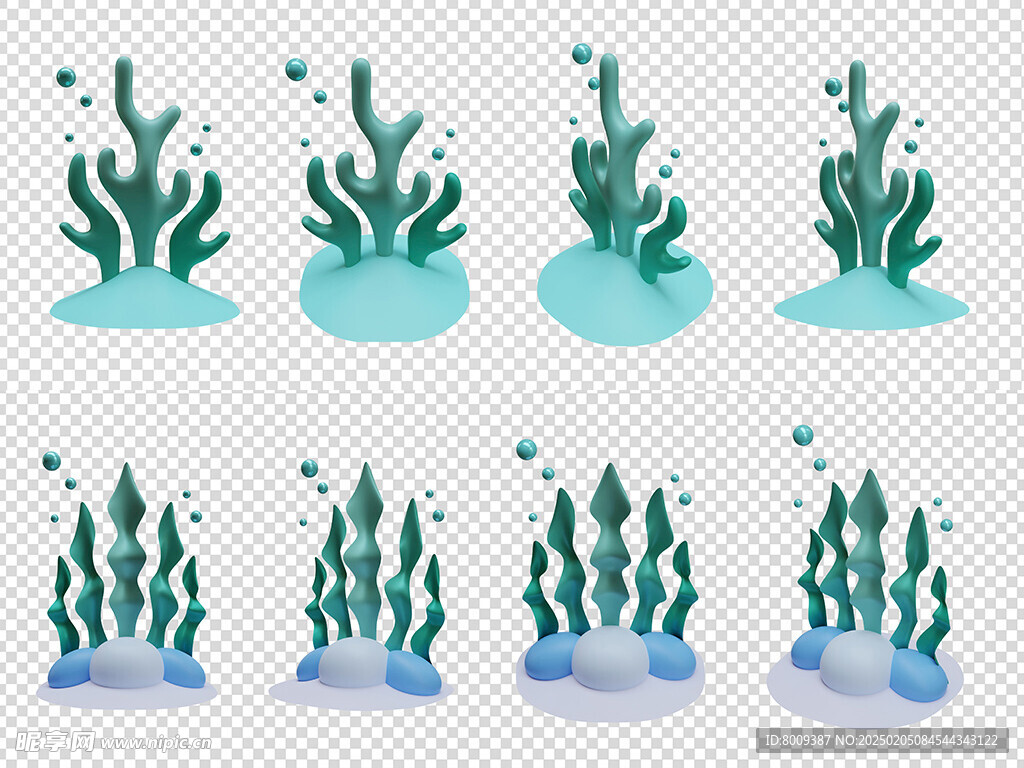 3D立体珊瑚与水草PSD元素