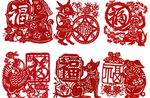 红色喜庆十二生肖剪纸PSD元素
