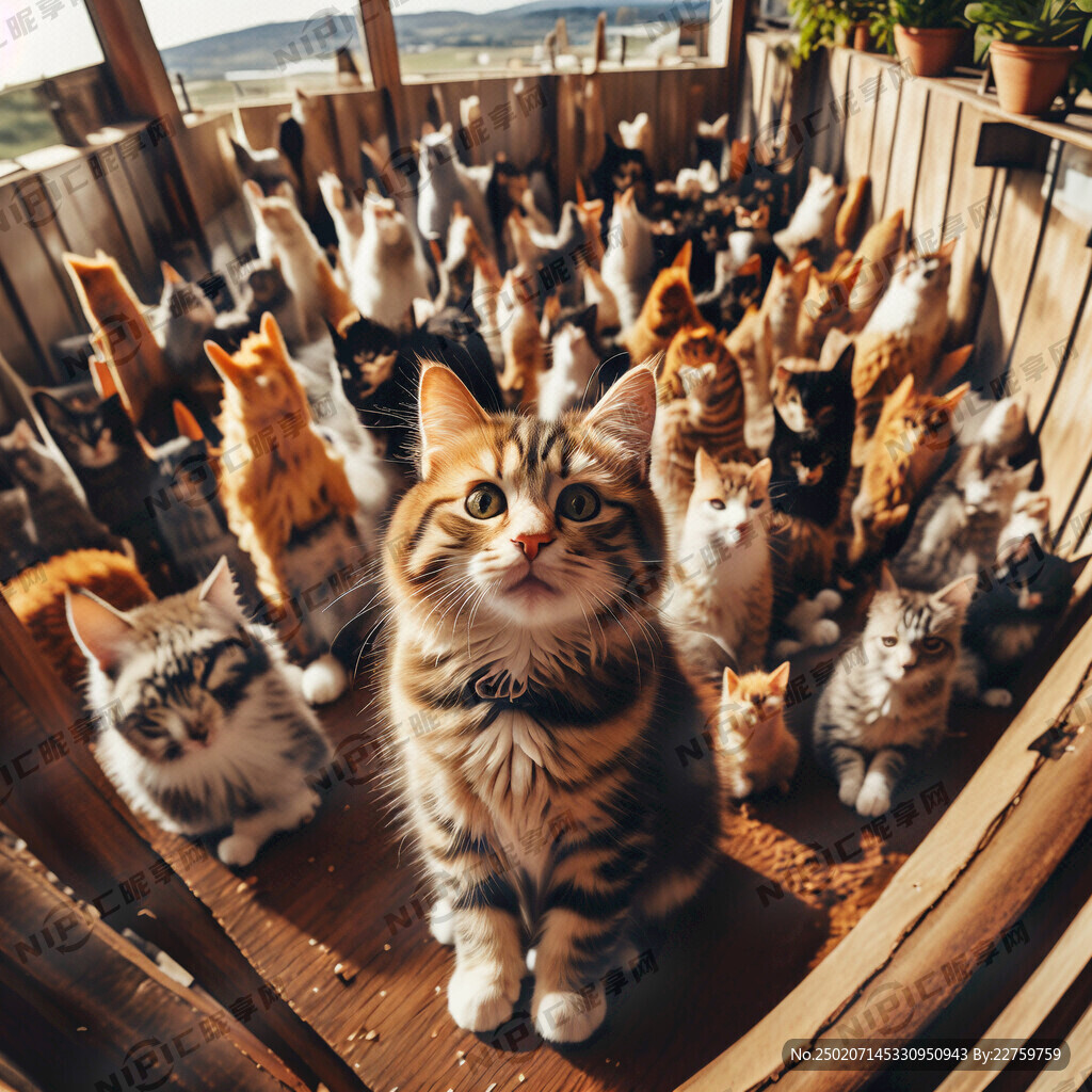 俯瞰图很多猫咪在玩耍